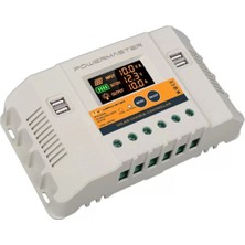 Moontime Alaçatı Powermaster PM-60A 12V-24V-36V-48V 60A 4 Usb'li Dijital Otomatik Solar Şarj Regülatörü