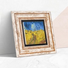 Van Gogh Buğday Tarlası ve Kargalar Taş Duvar Tablosu - Çerçeveli Taş Tablo - Dekoratif Duvar