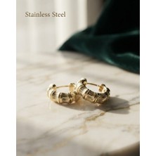 Stainless Steel Gold Renk 14K Altın Kaplama cm Çelik Küpe