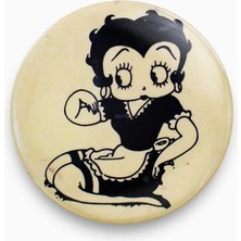 Ms Major Selection Betty Boop Figürlü Siyah Beyaz Rozet