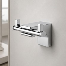 Ikili Askılık Krom Duvara Monte Metal Çiftli Askı Banyo Mutfak Havlu Elbise Duvar Askısı Apar