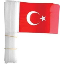 Cumhuriyet Bayramı ve 23 Nisan Küçük Boy Çıtalı Kağıt Türk Bayrağı 100 Lü, 19 x 12,5