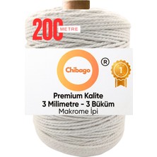 Chibago Kırık Beyaz Makrome Ipi 3mm 3 Burgu 1kg 200 Metre