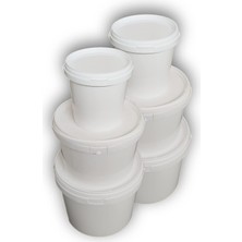 Decotone 1,1 Lt + 3 Lt + 5 Lt Plastik Kapaklı Kova Seti Beyaz 6lı Set