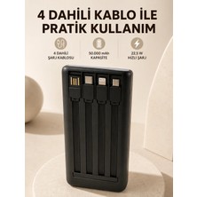 Ruhes Hızlı Şarj Powerbank 50.000 Mah 4 Dahili Kablolu LED Aydınlatmalı Dijital Göstergeli Taşınab
