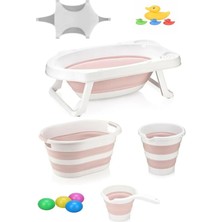 Asitan Katlanır Bebek Küvet Seti 7 Parça (Pembe)