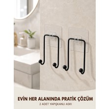Masa Dostu 2'li Yapışkanlı Duvar Askısı Mutfak Banyo ve Ev Için Askılık Tdms-07