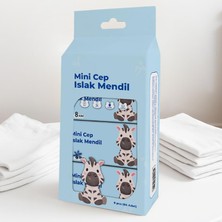 Asitan Cep Islak Mendil, Mini Paket, 8'li Set, Kokusuz, Doğal (Mavi)