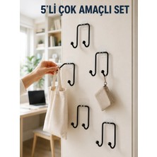 GRAYLINE 5'li Yapışkanlı Askı Seti Mutfak Banyo ve Ev Için Çok Amaçlı Askılık