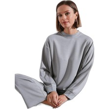 Lela Streç Bisiklet Yaka Oversize Fit Scuba Sweat Bayan Sweat 5865879
