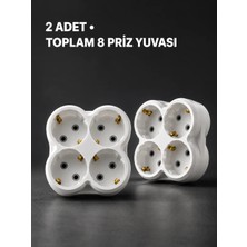 My Best Store Duvar Tipi 4 Çıkışlı Priz Çoğaltıcı Kablosuz Kompakt Tasarım 2 Adet