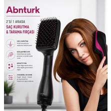 Abnturk Elektrikli 2'si 1 Arada Saç Kurutma ve Şekillendirme TARAĞI-1000W Negatif Iyonlu Saç Düzleztirici Fön Fırçası