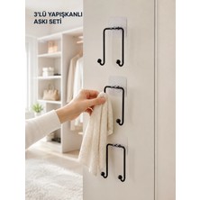Astraltech 3'lü Duvar Tipi Yapışkanlı Askılık Ev ve Yaşam Alanları Için Pratik Set