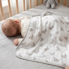 Asitan % 100 Pamuk Çift Kat Müslin Battaniye Iconique Lapin - Gri Tavşan 65X65 cm ÇFTTHROW1001