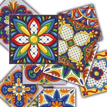 Tink Kendinden Yapışkanlı Karnaval Desenli Pvc Karo, Yapışkanlı Fayans Kaplama, Fayans Çıkar