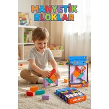 Asitan Manyetik Yapı Blokları 6 Parça - Eğitici 3 Boyutlu Zeka ve Akıl Oyunu - Mıknatıslı Tangram P