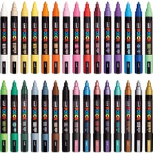 Uni Posca Markör Kalem 5m Set 1.8-2.5 mm Keçe Uçlu (30'lu Set)