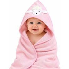 Asitan %100 Pamuk Yenidoğan Bebek Kundak Nakışlı Banyo Havlusu Pembe