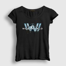 Presmono Kadın Siyah Logo V3 Westworld T-Shirt