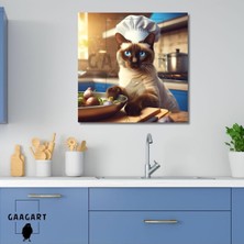 Kanvas Mutfak Tablosu Aşçı Hayvanlar Siyam Kedisi 50 x 50