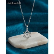 Stainless Steel 316L Çelik Zincir Gümüş Renk Yıldız Model Kolye