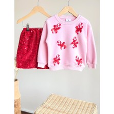 Unicorn Kız Çocuk Kurdele Detaylı Sweatshirt ve Pul Etek Takım