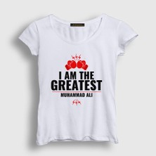 Presmono Kadın Beyaz Greatest Muhammed Ali T-Shirt