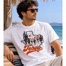 Qmen Style Unisex Basic Baskılı T-Shirt Texsas %100 Pamuk