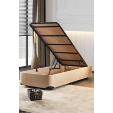Niron Yatak Niron Luna Baza - 80x180 cm Tek Kişilik Sandıklı Klasik Metal İskeletli Kumaş Baza
