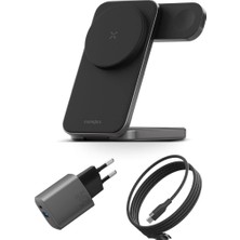 Essential Kit Gan 35W Adaptör 3in1 Kablosuz Şarj Standı ve 100W Type-C To Type-C Kablolu Set