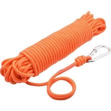 Fosforlu 6 mm Turuncu Halat - Mıknatıs Balıkçılığı Halatı - 25 Metre - Karabina Kancalı Se