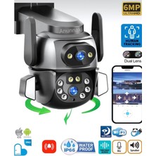 Çift Kameralı Wifi Ip Kamera 360° Hareketli Wifi Iç-Dış Mekan Ptz Ses Kayıtlı Güvenlik Kam