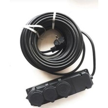 10 Metre 3'lü Grup Priz Kablo, 3x2,5 mm Cca Ttr, Siyah Renk, Topraklı Kauçuk Seyyar Elektrik Kabl