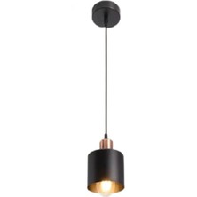 Retro Metal Dekoratif Siyah Rustik Tekli Sarkıt Avize Çap 15 cm