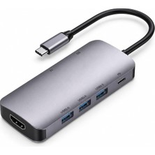 HP-B17 7-In-1 Type-C Usb-C Hub – HDMI + 3x USB 3.0 + Sd/tf Kart Okuyucu + Type-C Pd Girişli Adapt