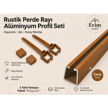 Evim Ahşap Rustik Perde Rayı – Alüminyum Profil Seti | 2 Kelepçe ve Kapak Hediyeli – Ceviz-Meşe-Siyah- Antrasit-Beyaz-Krem