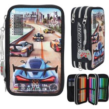 Top Model by Depesche Top Model Action World Triple Pencil Case Gaming - Dark Blue