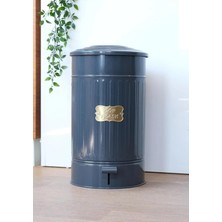 Paslanmaz Galvaniz Metal 30 Litre Pedallı Çöp Kovası (Antrasit)