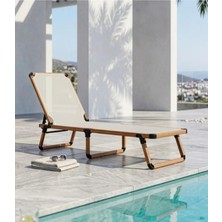Alüminyum Katlanır ve Taşınır Şezlong Teak+Latte