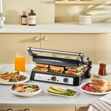 Emsan Toastmate 6 Dilim Kapasiteli Zaman Ayarlı Döküm Plakalı Izgara ve Tost Makinesi 2000W Inox