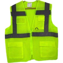 Fileli Cepli Reflektörlü Ikaz Yeleği - Mühendis (L Beden) - Sarı