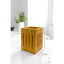 Bambu Tezgah Üstü Dekoratif Kare Dik Kaşıklık, Mutfak Tezgah Üstü Düzenleyici 14 cm (Vivatti