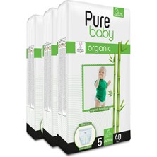 Organik Bambu Özlü Külot Bez 3'lü Paket 5 Numara Junior 120 Adet
