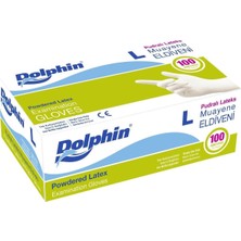 Dolphin Lateks Pudralı Büyük Boy (L) 100LÜ Muayene Eldiveni