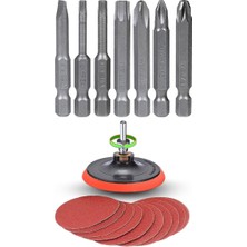 Cırt Zımpara + Matkap Bits Ucu Uç Vidalama Seti 115 mm 27 Parça
