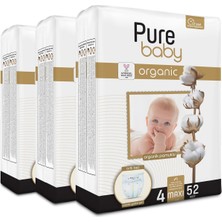 Organik Pamuklu Cırtlı Bez 3'lü Paket 4 Numara Maxi 156 Adet