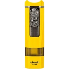 Lubinski Lion Sehpalı Delicili Tek Torch Puro Çakmağı Sarı