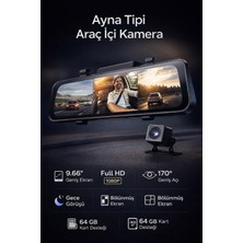 4K 9.66 Dokunmatik Aynalı Araç Kamerası –tam Ekran Gece Görüş, Çift Kamera, Apple &android