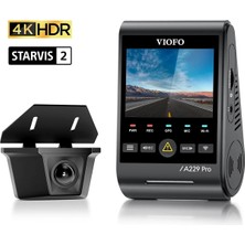 A229 Pro W 2 Kameralı Ön+Arka Su Geçirmez 4k+2k Sony Starvıs 2 Sensör Gps'li Araç Kamerası