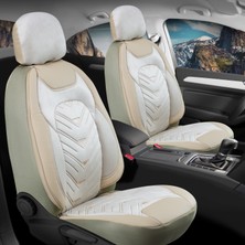 Şahinler Oto Aksesuar Fiat Linea Actual Plus Deri Kadife Detaylı Oto Koltuk Kılıfı Ön Arka Set Bej Prosev Serisi